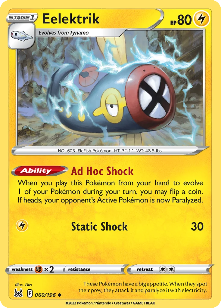 Eelektrik 060 Lost Origin Pokemon Card