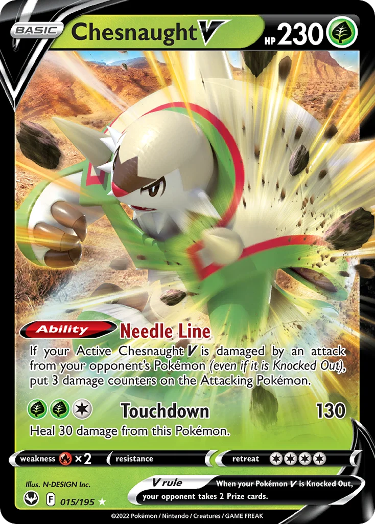 Chesnaught V 015 Silver Tempest Pokemon Card