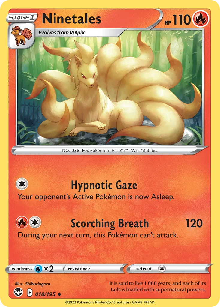 Ninetales 018 Silver Tempest Pokemon Card