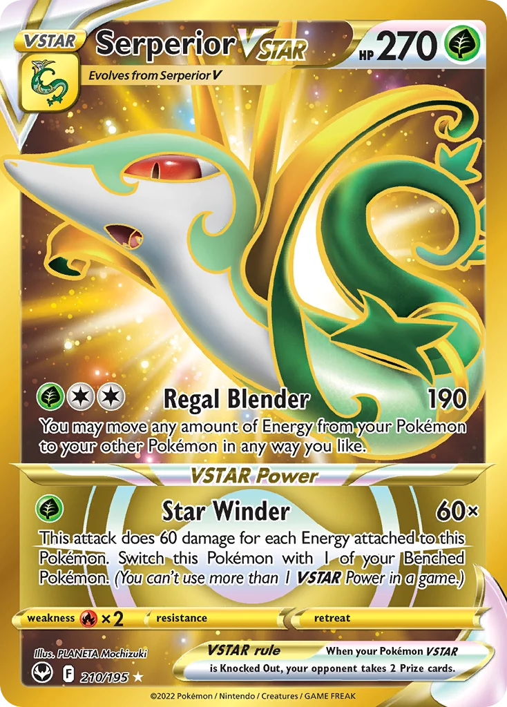 Serperior VSTAR 210 Silver Tempest Pokemon Card