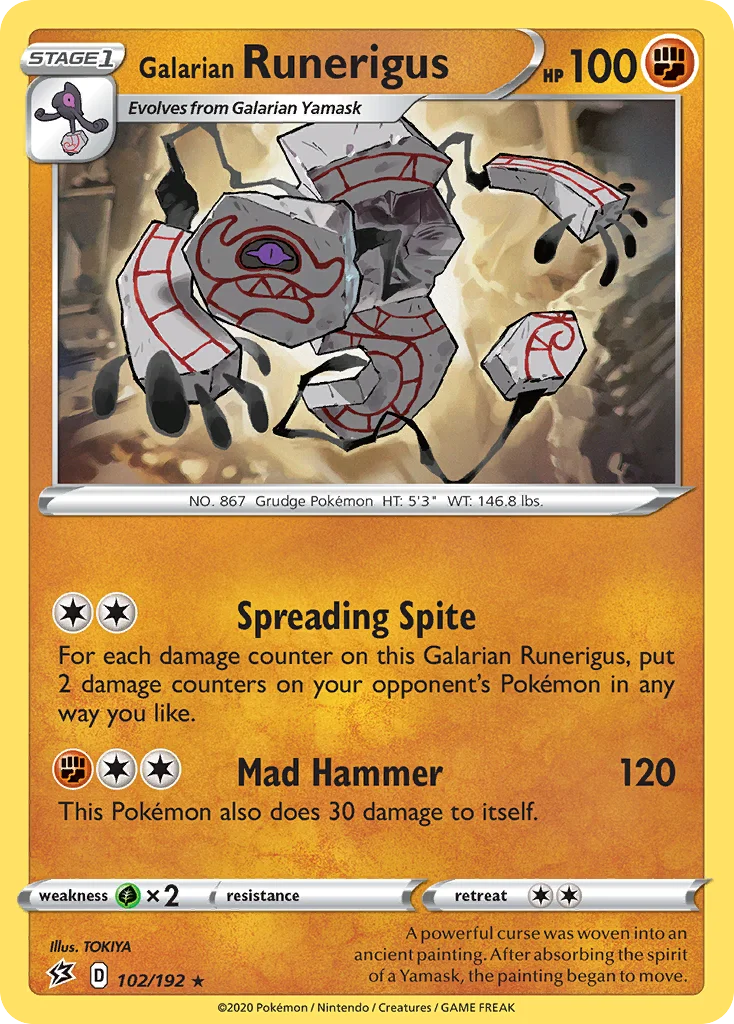 Galarian Runerigus 102 Rebel Clash Pokemon Card