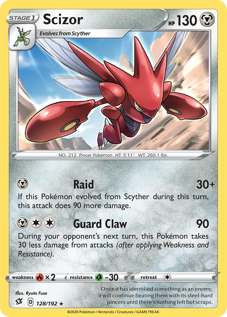Scizor 128 Rebel Clash Pokemon Card