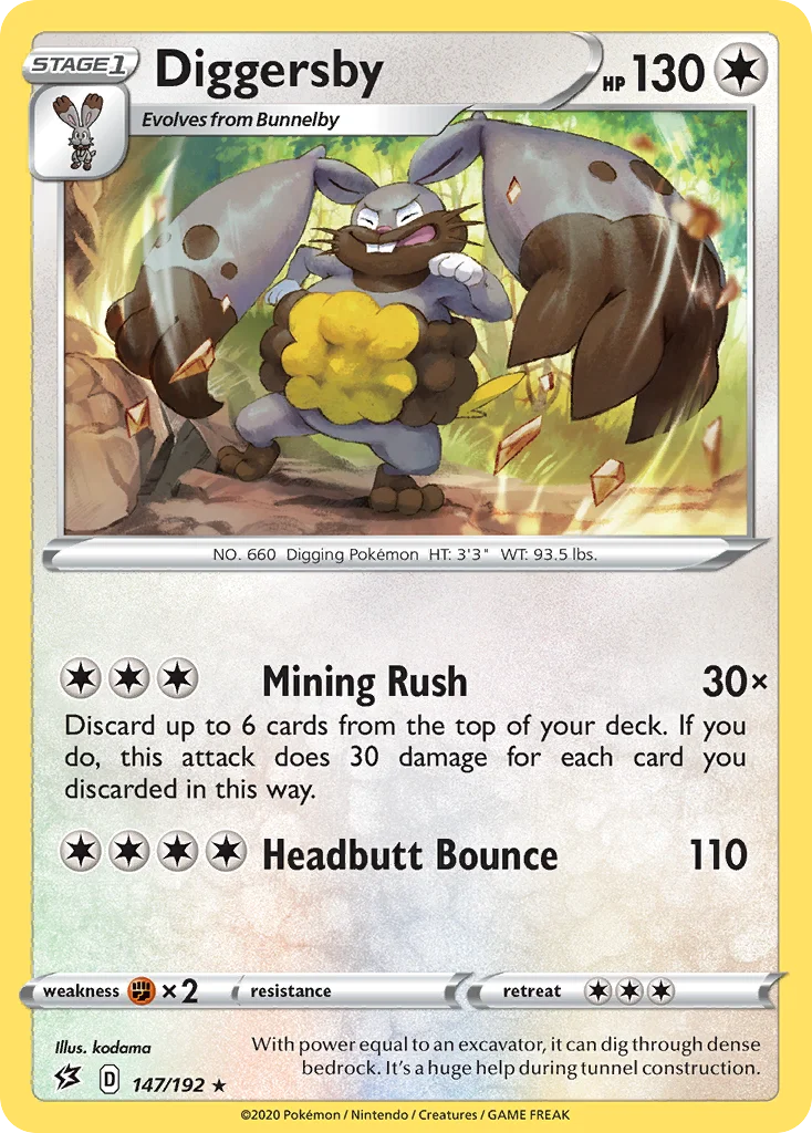 Diggersby 147 Rebel Clash Pokemon Card