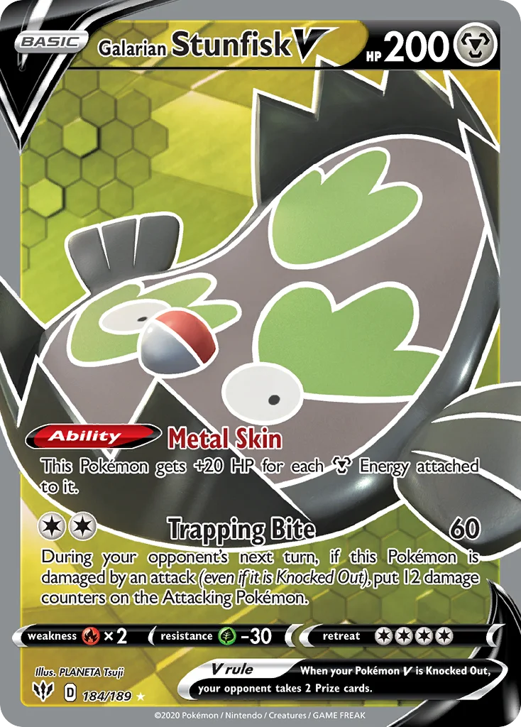 Galarian Stunfisk V (Full Art) 184 Darkness Ablaze