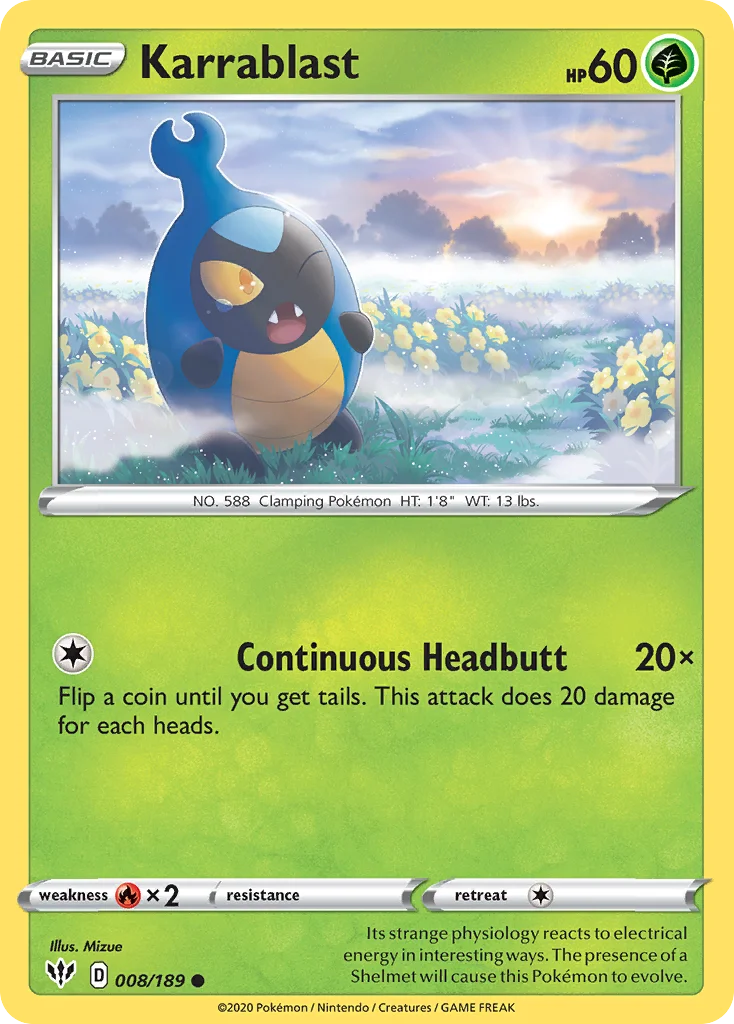 Karrablast 008 Darkness Ablaze Pokemon Card