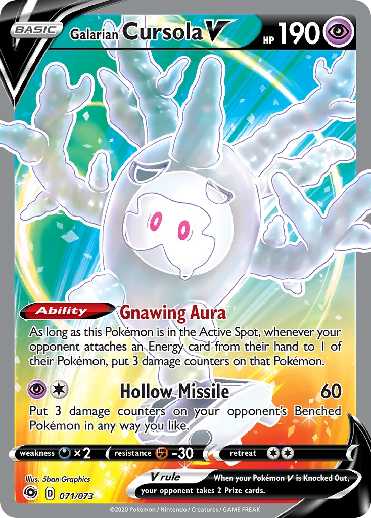 Galarian Cursola V 071 Champion's Path Pokemon Card