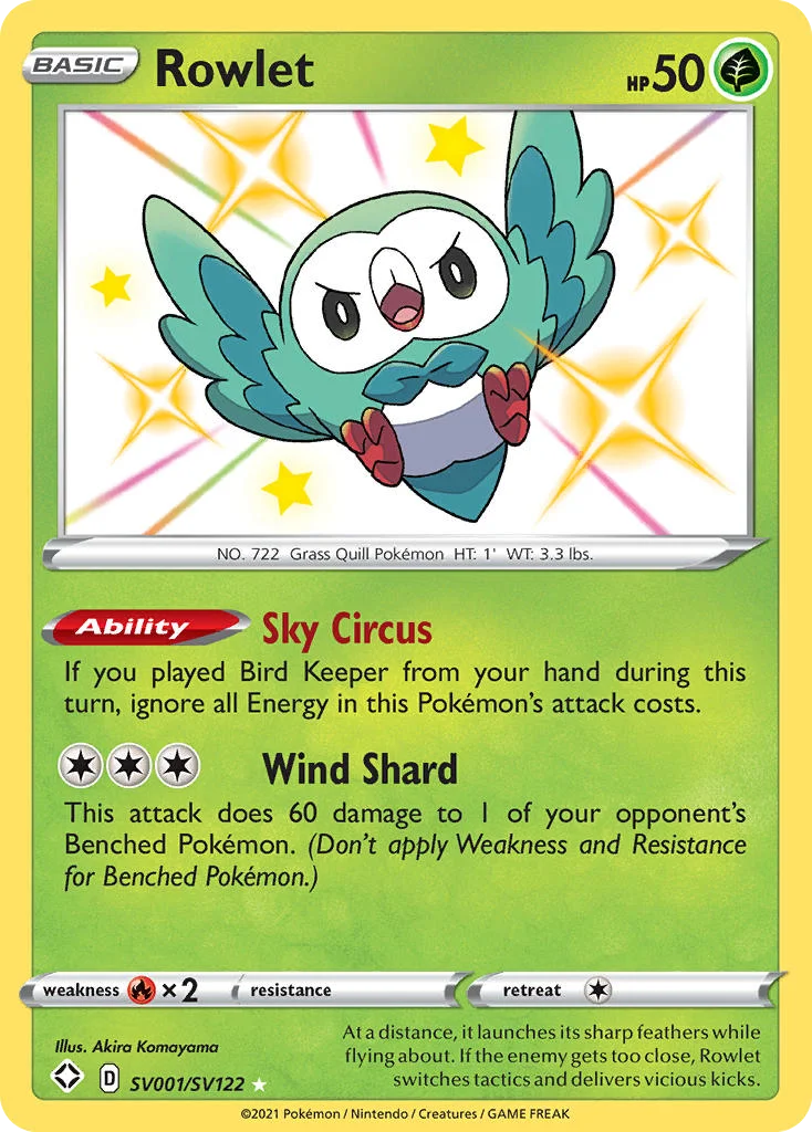 Rowlet SV001 Shining Fates Pokemon Card