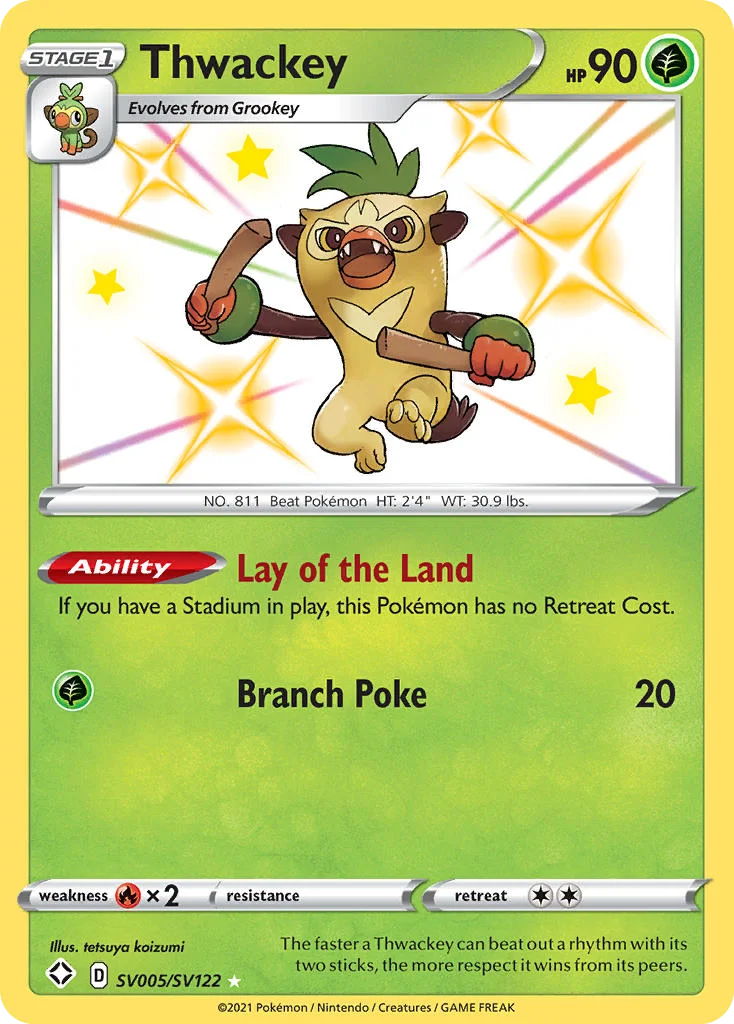 Thwackey SV005 Shining Fates Pokemon Card