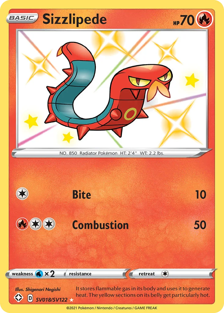 Sizzlipede SV018 Shining Fates Pokemon Card