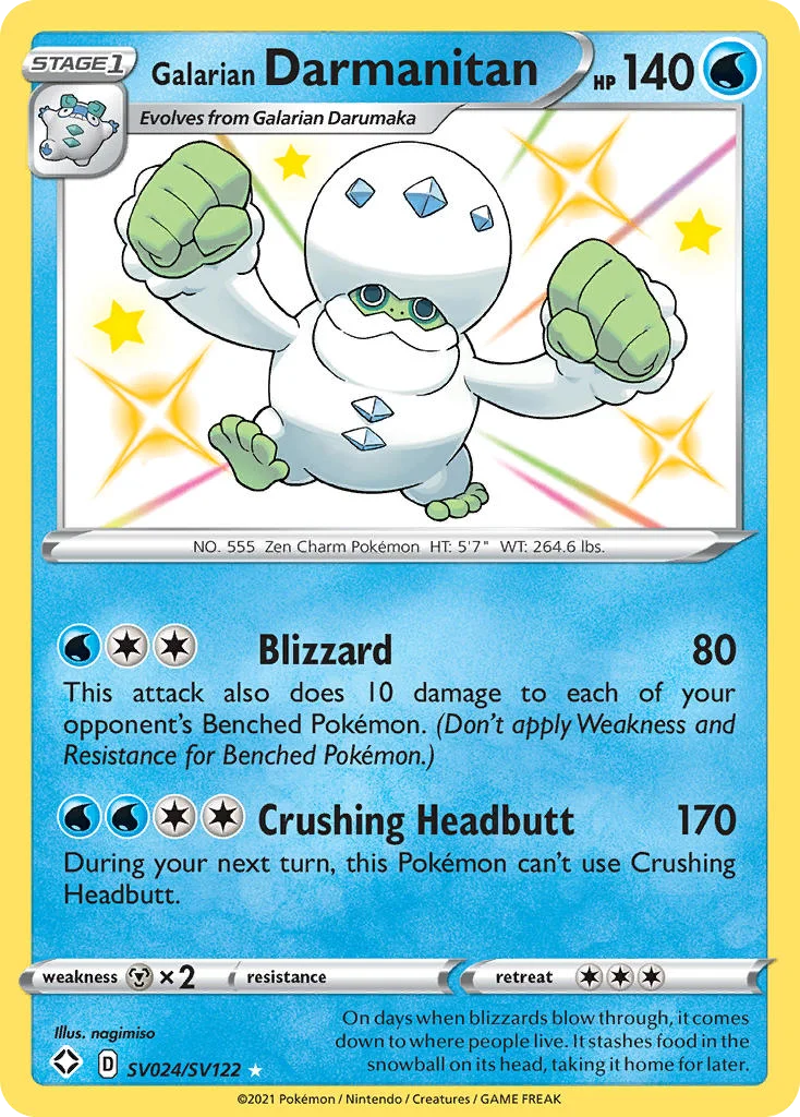 Galarian Darmanitan SV024 Shining Fates Pokemon Card