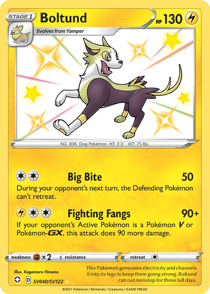 Boltund SV040 Shining Fates Pokemon Card