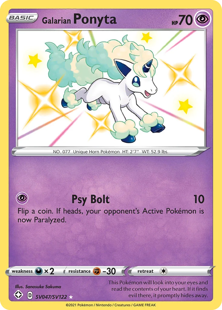 Galarian Ponyta SV047 Shining Fates Pokemon Card