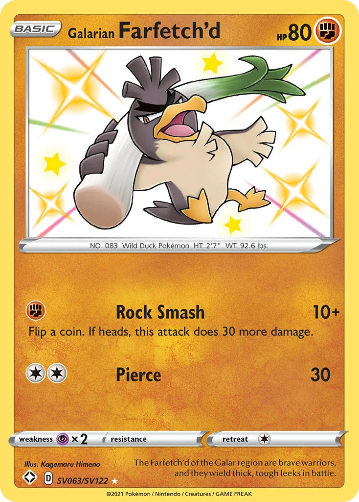 Galarian Farfetch'd SV063 Shining Fates Pokemon Card