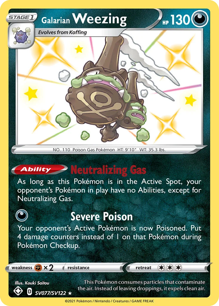 Galarian Weezing SV077 Shining Fates Pokemon Card