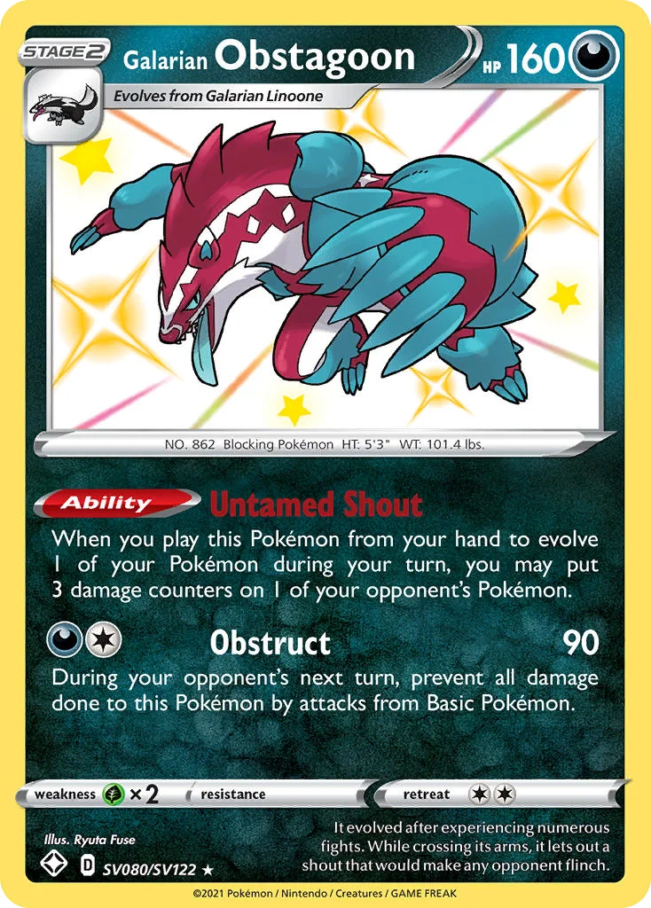 Galarian Obstagoon SV080 Shining Fates Pokemon Card