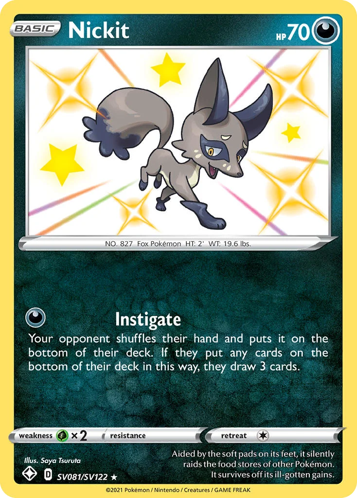 Nickit SV081 Shining Fates Pokemon Card