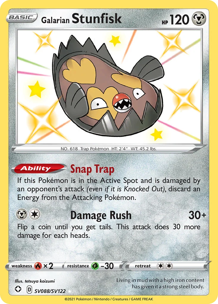 Galarian Stunfisk SV088 Shining Fates Pokemon Card