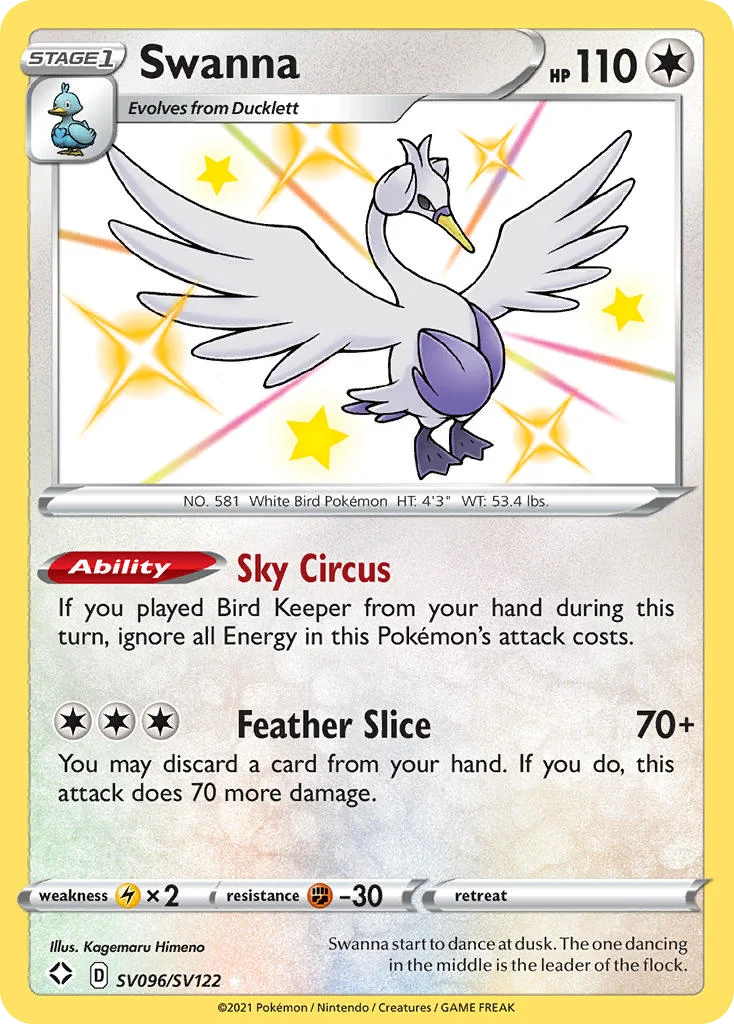 Swanna SV096 Shining Fates Pokemon Card