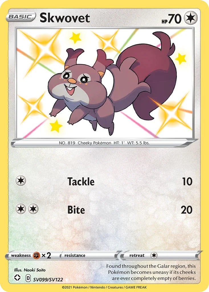 Skwovet SV099 Shining Fates Pokemon Card