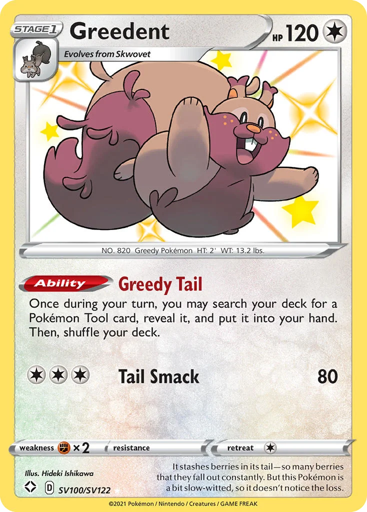 Greedent SV100 Shining Fates Pokemon Card