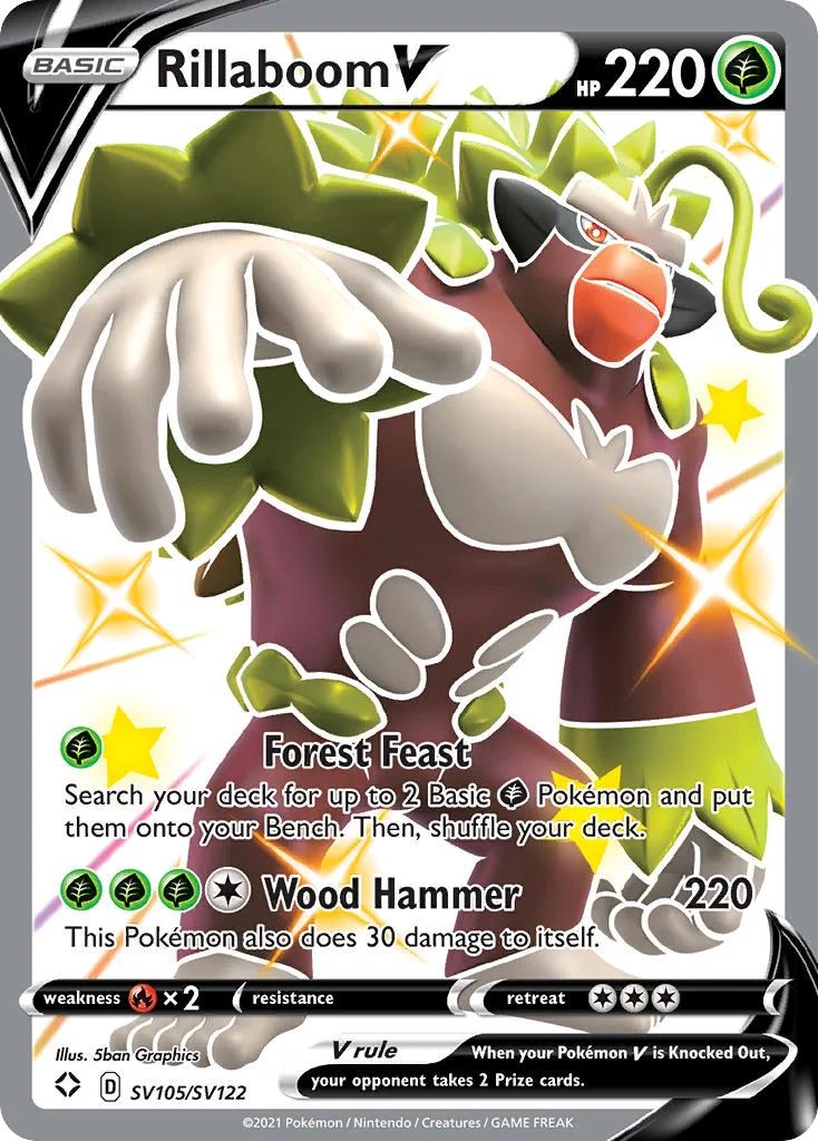 Rillaboom V SV105 Shining Fates Pokemon Card