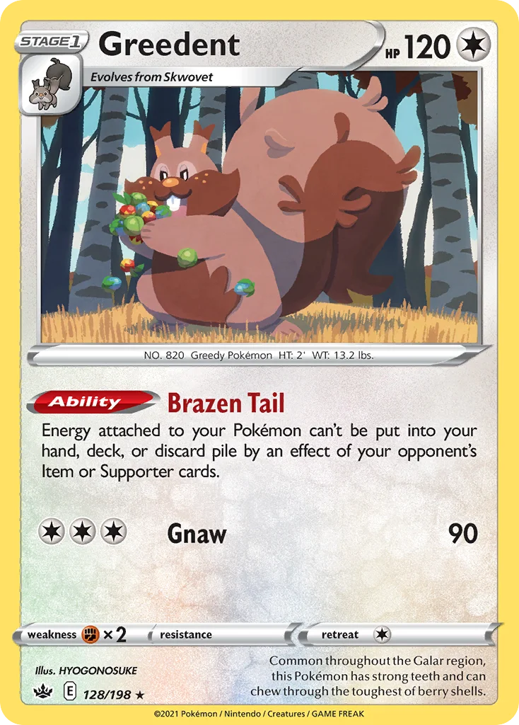 Greedent 128 Chilling Reign Pokemon Card
