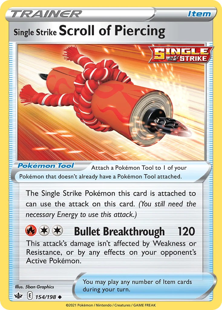 Single Strike Scroll of Piercing 154 Chilling Reign Pokemon Card