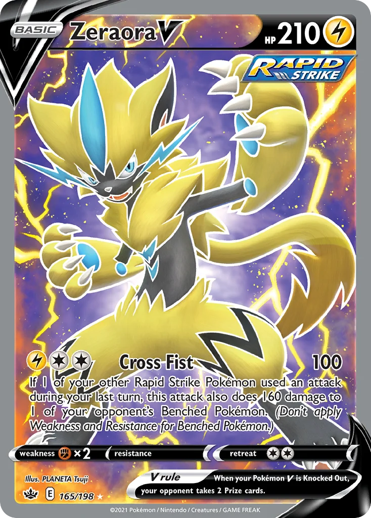 Zeraora V 165 Chilling Reign Pokemon Card