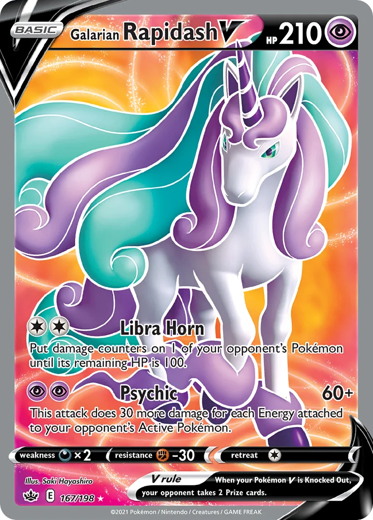 Galarian Rapidash V 167 Chilling Reign Pokemon Card