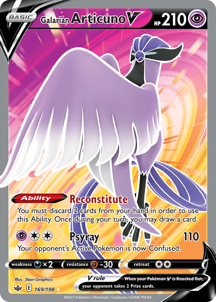 Galarian Articuno V 169 Chilling Reign Pokemon Card