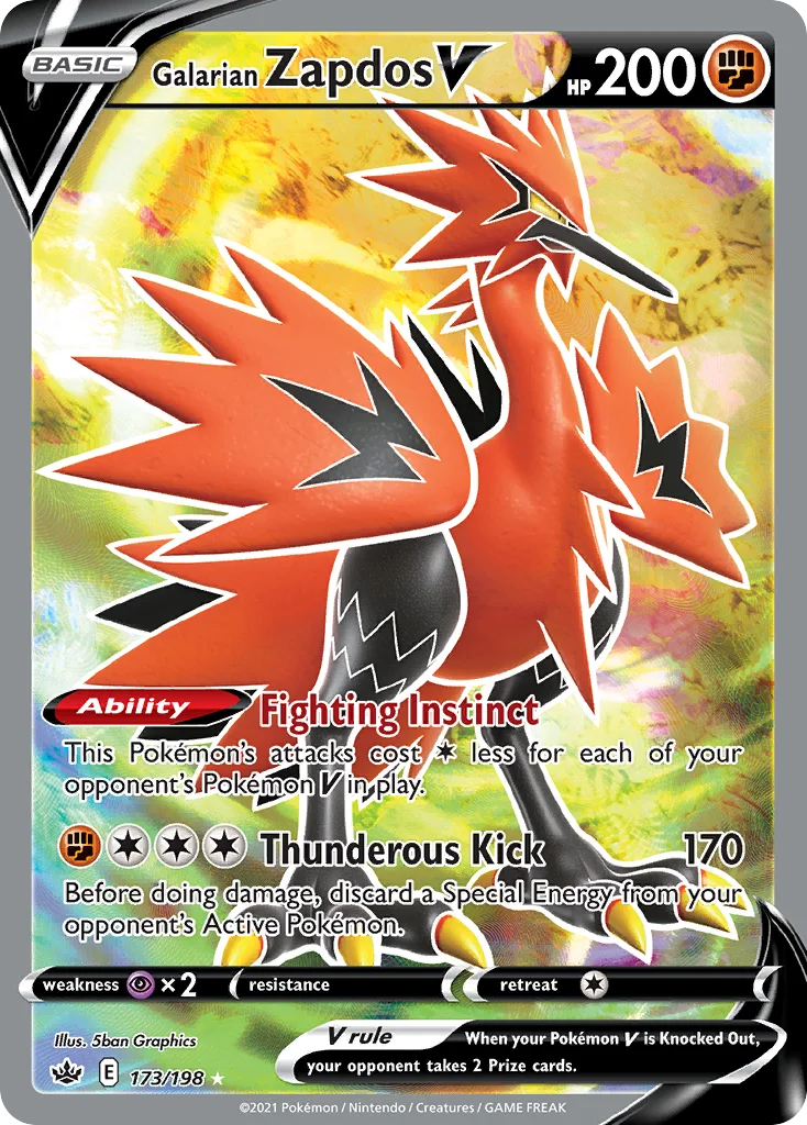 Galarian Zapdos V 173 Chilling Reign Pokemon Card