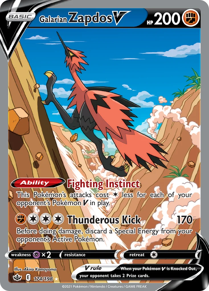 Galarian Zapdos V 174 Chilling Reign Pokemon Card