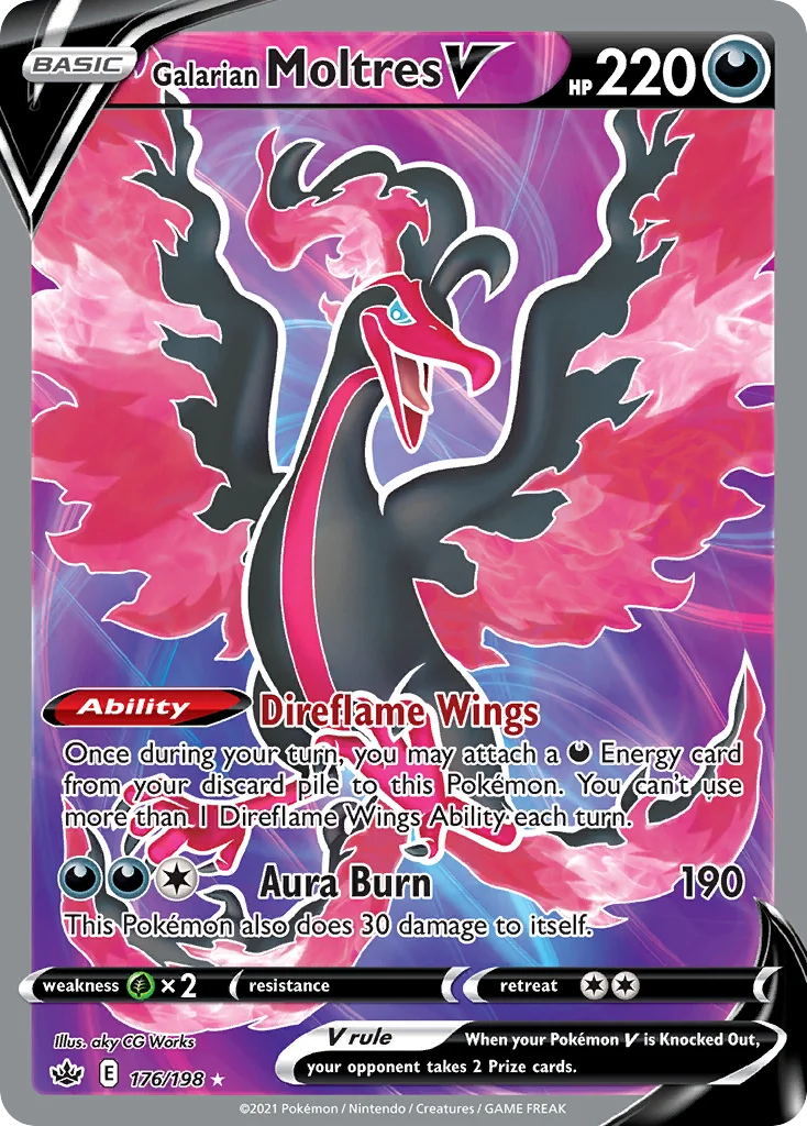 Galarian Moltres V 176 Chilling Reign Pokemon Card