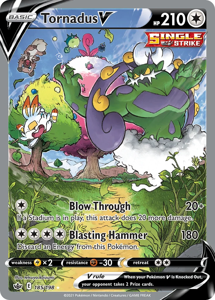 Tornadus V 185 Chilling Reign Pokemon Card