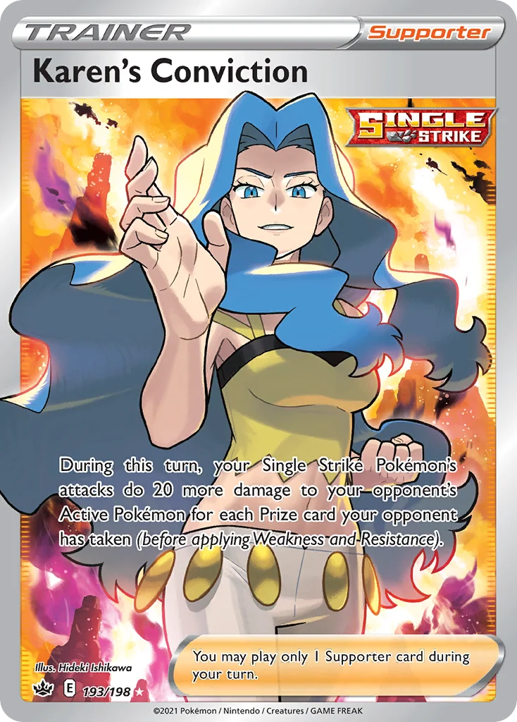 Karen's Conviction 193 Chilling Reign Pokemon Card