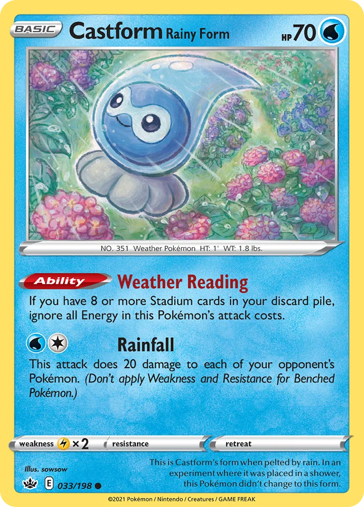 Castform Rainy Form 033 Chilling Reign Pokemon Card