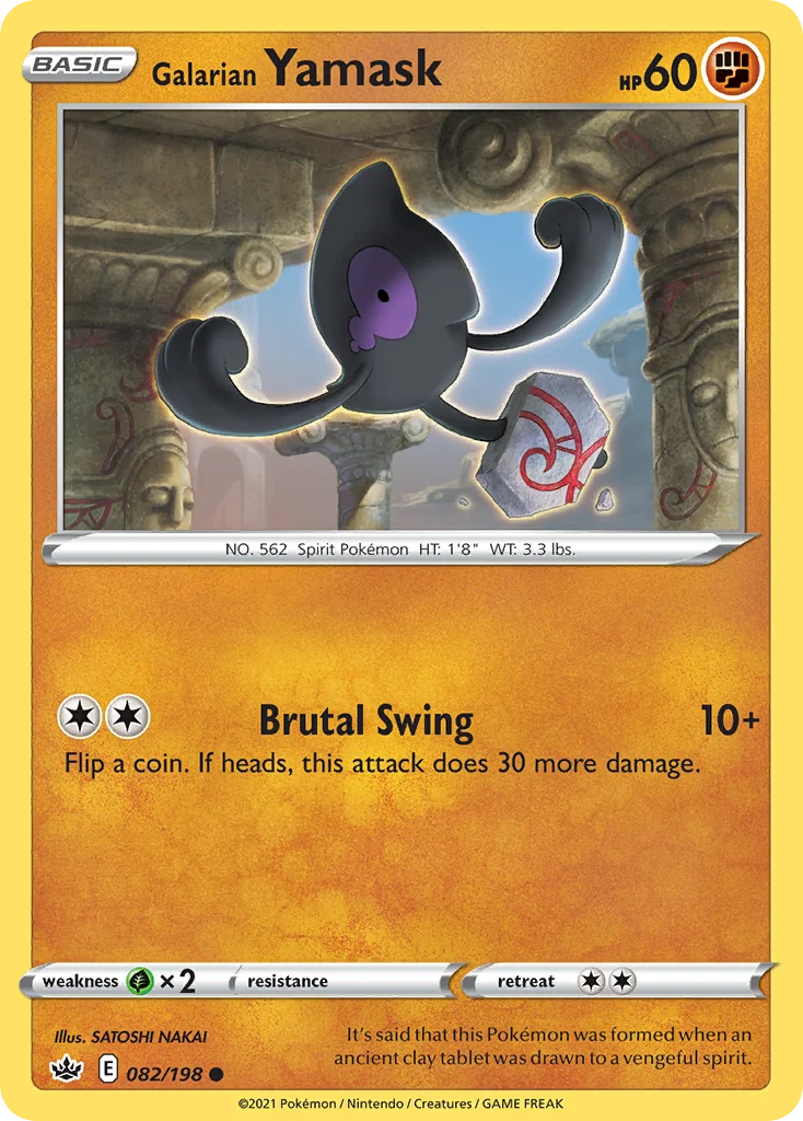 Galarian Yamask 082 Chilling Reign Pokemon Card