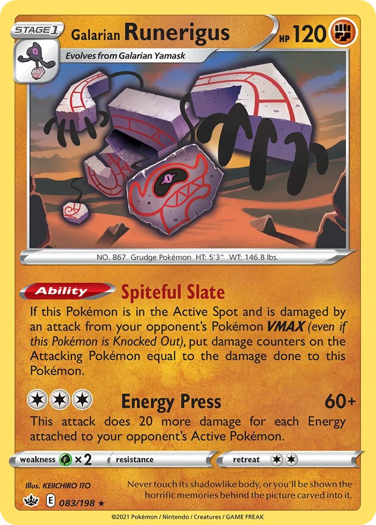 Galarian Runerigus 083 Chilling Reign Pokemon Card
