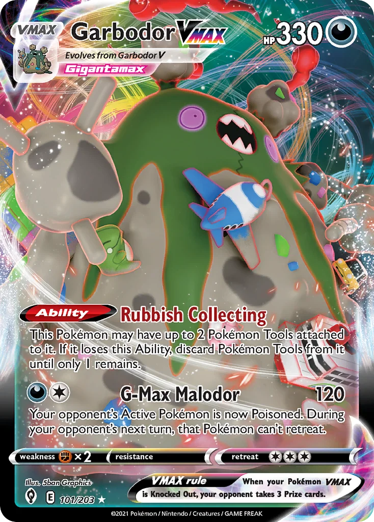 Garbodor VMAX 101 Evolving Skies Pokemon Card