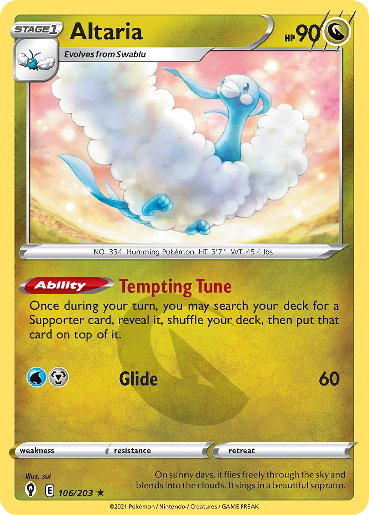 Altaria 106 Evolving Skies Pokemon Card