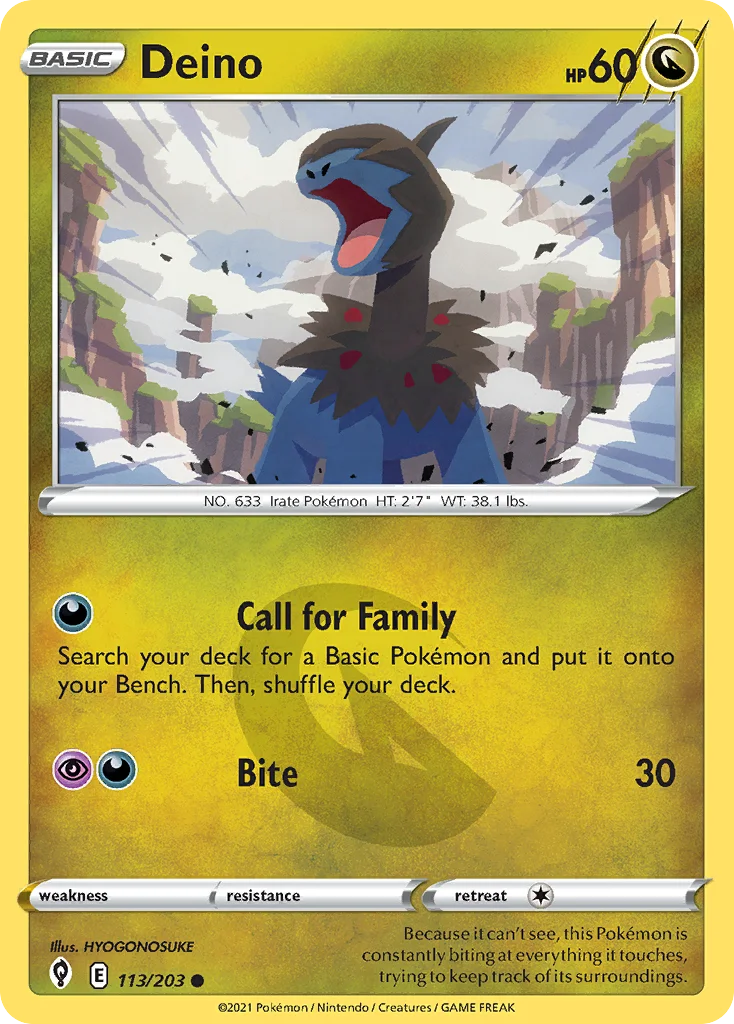 Deino 113 Evolving Skies Pokemon Card