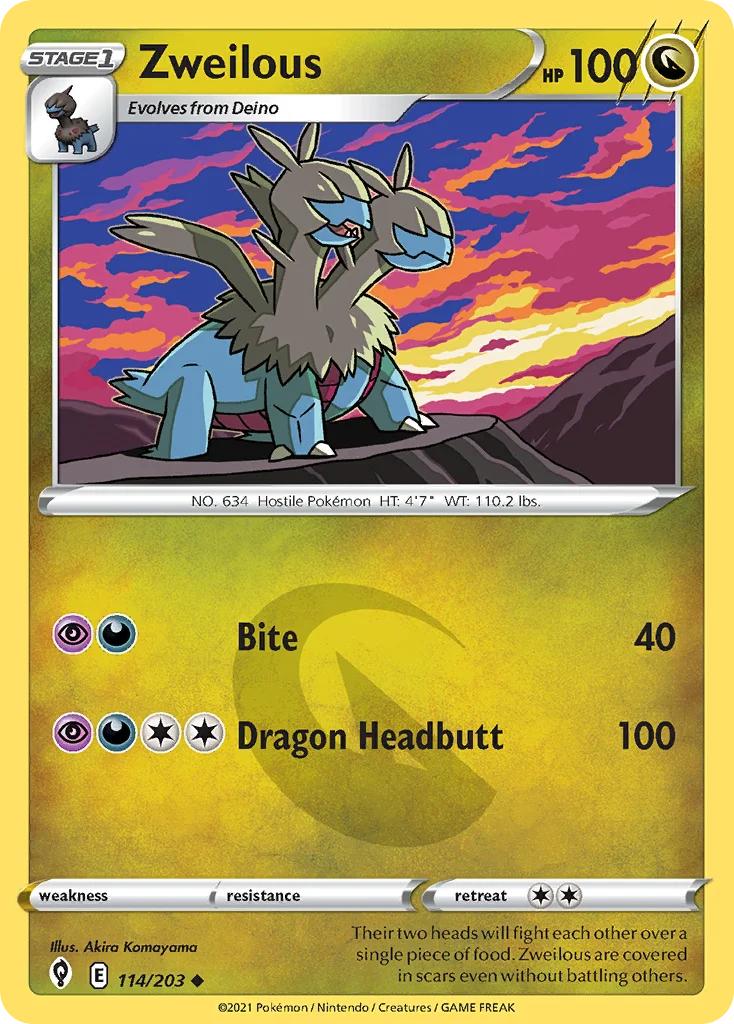 Zweilous 114 Evolving Skies Pokemon Card