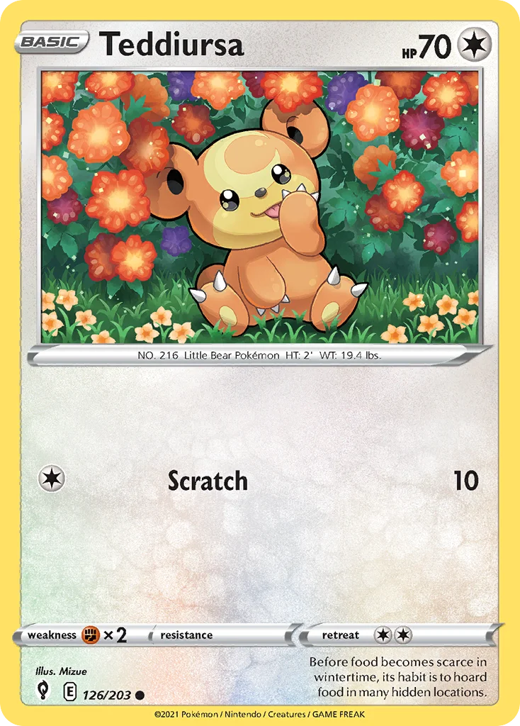 Teddiursa 126 Evolving Skies Pokemon Card