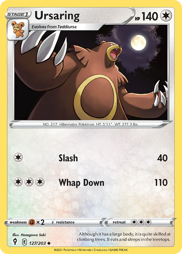 Ursaring 127 Evolving Skies Pokemon Card