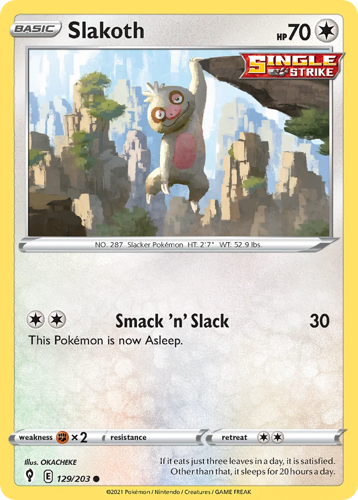 Slakoth 129 Evolving Skies Pokemon Card