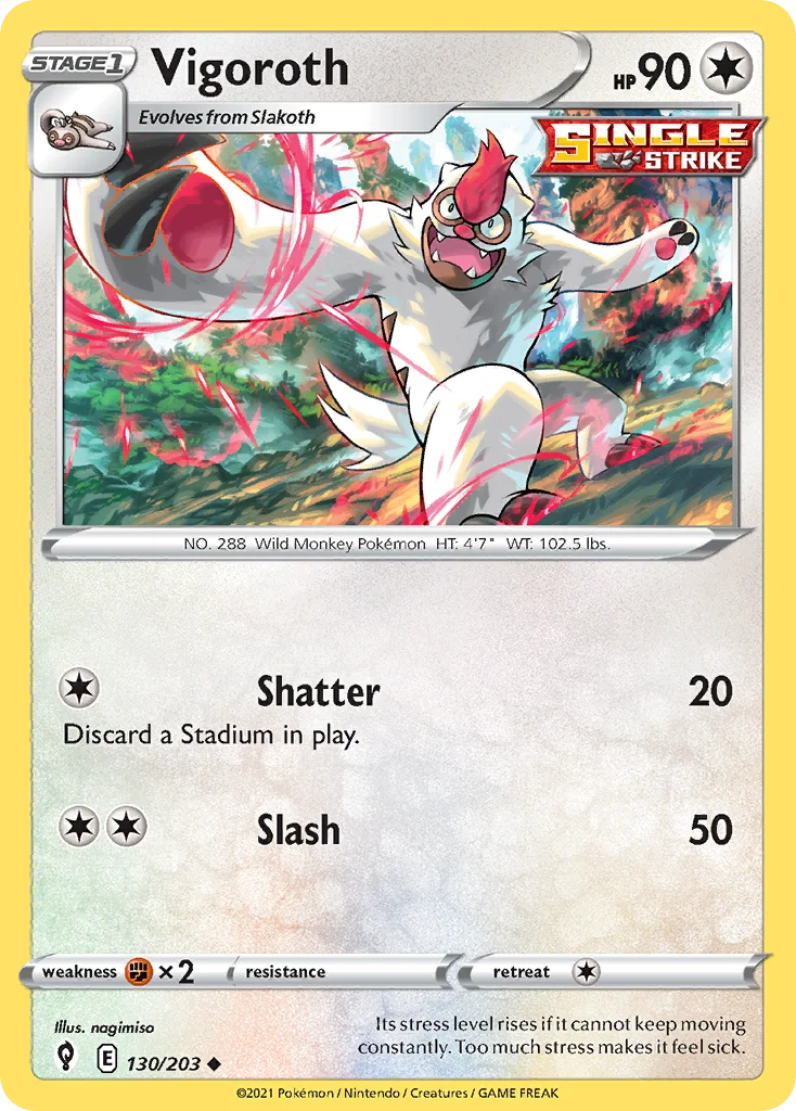 Vigoroth 130 Evolving Skies Pokemon Card