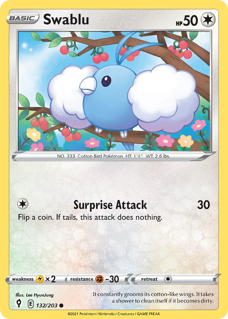 Swablu 132 Evolving Skies Pokemon Card