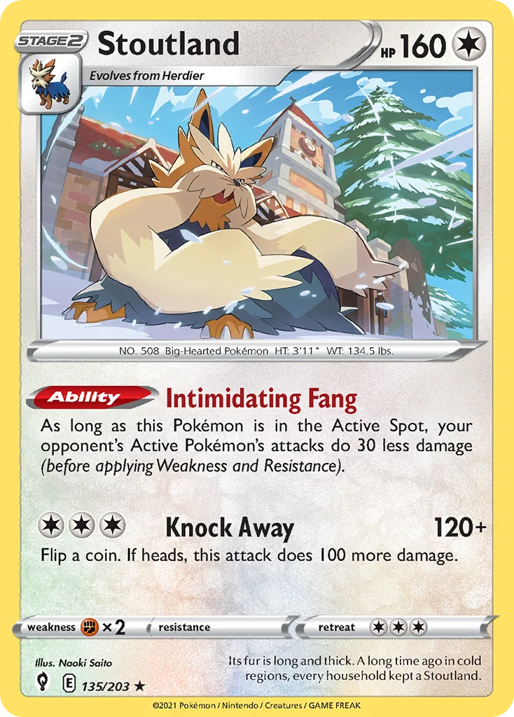 Stoutland 135 Evolving Skies Pokemon Card