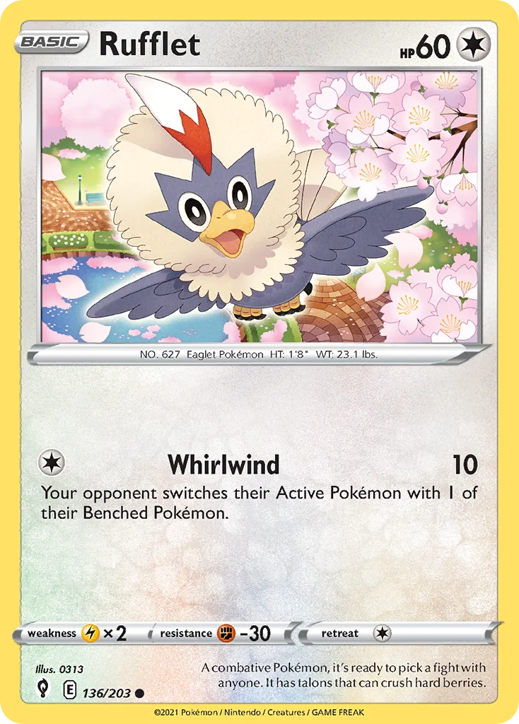 Rufflet 136 Evolving Skies Pokemon Card