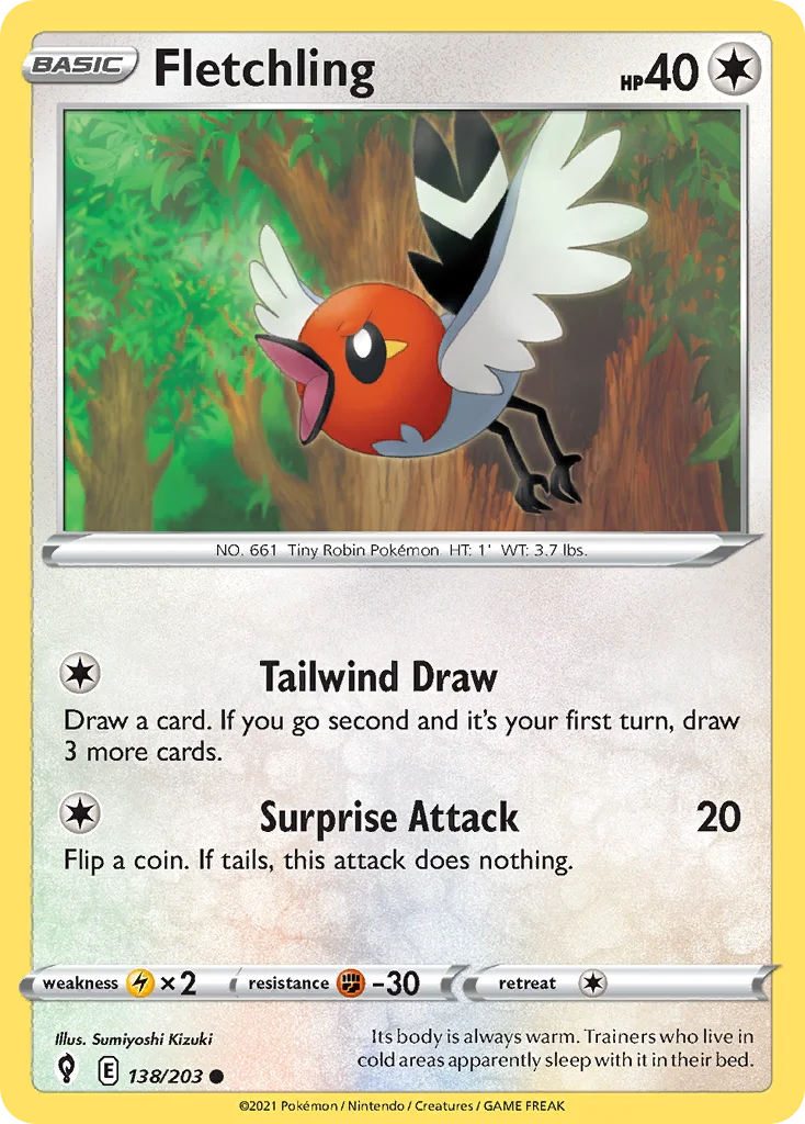 Fletchling 138 Evolving Skies Pokemon Card
